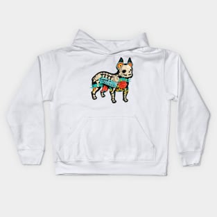 French Bulldog Dog Mexican Design Day Of Dead Tattoo Kids Hoodie